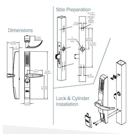 Adams Rite eFORCE-150 KEYLESS ENTRY TRIM FOR 45/47/4900 AND 8000 SERIES SELECTABLE HAND/OUTDOOR RATE ADR-3090-01-626
